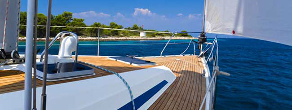 teak deck sailboat