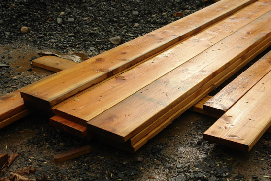 Wet stack of lumber