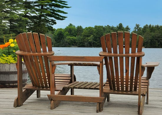 cedar chairs on a deck