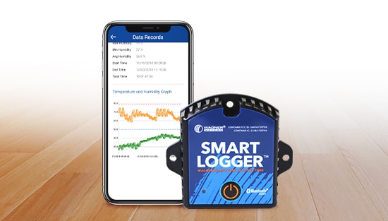 Smart Logger and phone showing the app