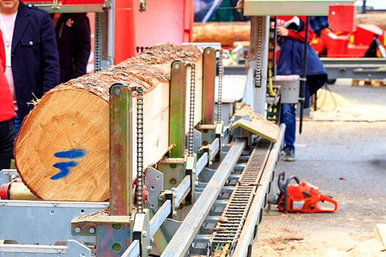 a log going through the milling process